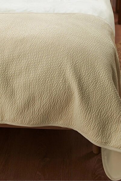 Tchibo مفرش سرير مفرد منقوش، بيج