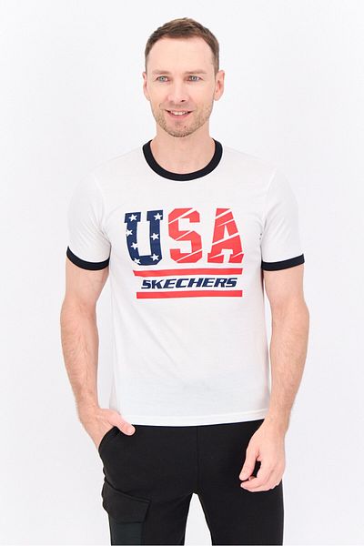 SKECHERS Men Sportswear Fit Short Sleeve Outdoor T Shirt, White