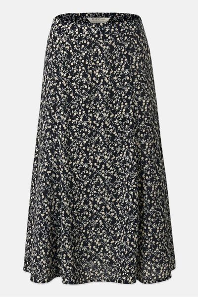 Tchibo Women Floral Pattern Midi Skirts, Black Combo