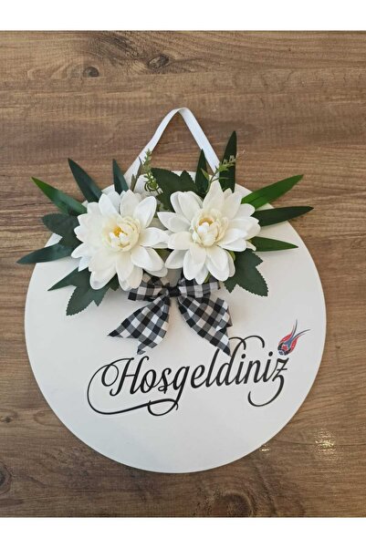 alba tasarım Kapı Süsü Hoşgeldiniz Beyaz Hediyelik Dış Kapı Süsü - Ev Kapı Süsü