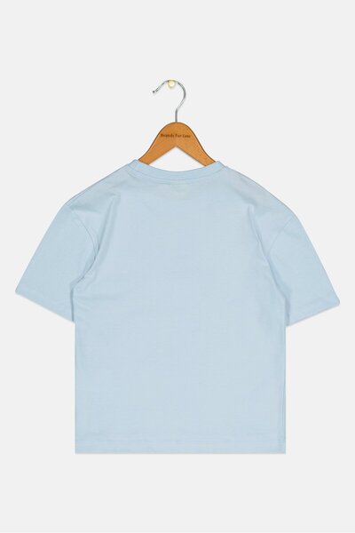 PEANUTS Kids Girl Crew Neck Short Sleeves Graphic Print Top, Blue