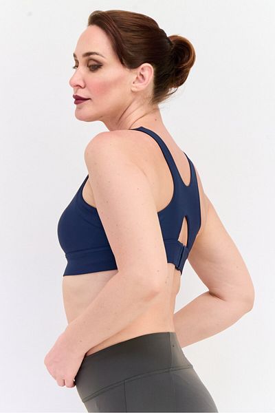 Puma Women Brand Logo Padded Sports Bra, Dusty Navy