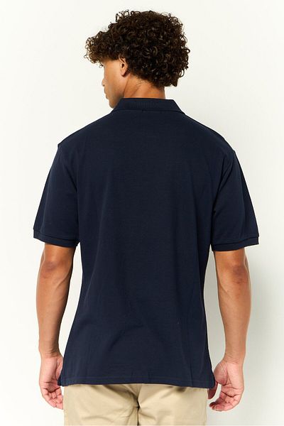 Cavalli Class Men Regular Fit Short Sleeve Embroidered Logo Polo Shirt, Navy