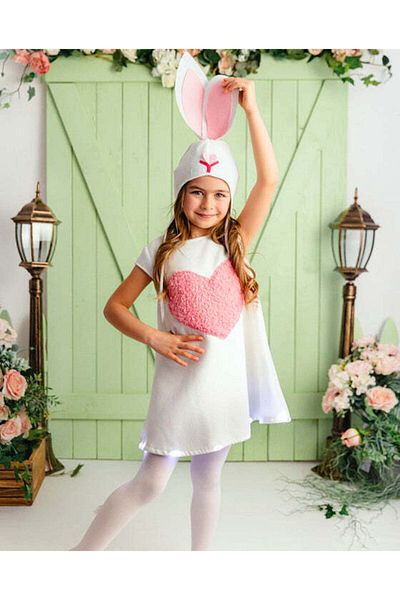 fustite cu luminite White Dress with Pink Heart - 2-3 years (92-98 cm)