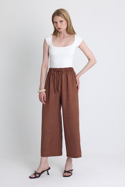Rays Coffee Waist Elastic Cotton Knitted Trousers 8045A