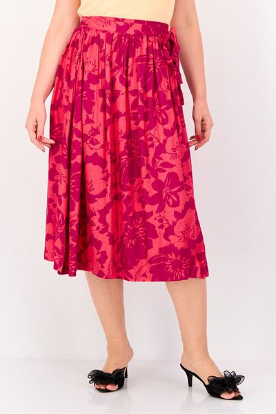 Hurley Women Floral Print Warp Skirt, Multicolor