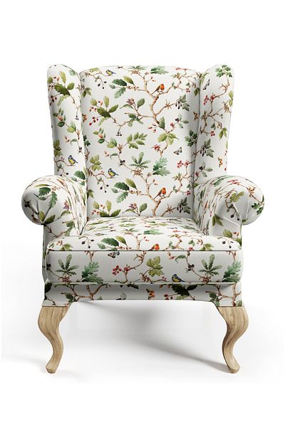 CANİLA Elegant Bird Pattern Digital Printed Upholstery Sofa Fabric. Cotton Lined Fabric
