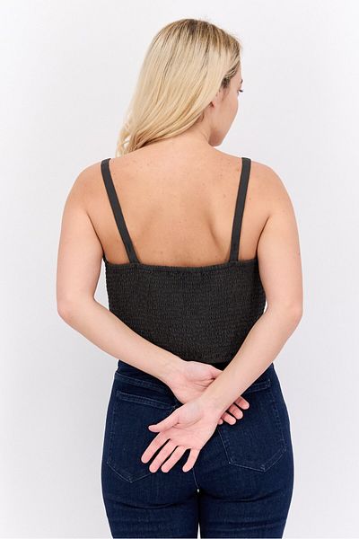 LUCKY BRAND Women Sweetheart Sleeveless Plain Tank Top, Dark Grey