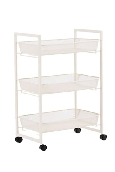 rexa رف عربة تخزين منزلية بثلاث طبقات، أبيض، 42×62×26 سم