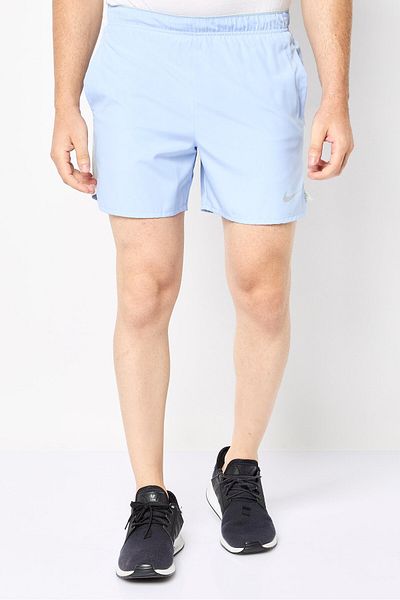 Nike Men Standard Fit Brand Logo Running Shorts, Light Blue
