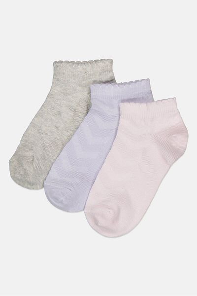 MUDD Kids Girls 3 Pairs Solid Ankle Socks, Multicolor