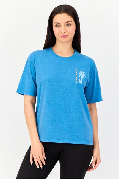 Hurley Women Sportswear Fit Short Sleeves Outdoor T-Shirt, Blue