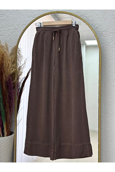 BENAHOLL Λεπτομερές ελαστικό λινό παντελόνι Melora-XE700 καφέ