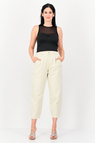 Don't Call Me Jennyfer Women Crew Neck Sleeveless Ruched Top, Black