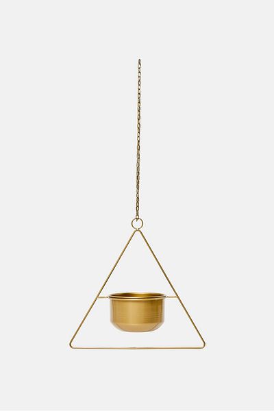 Evila Originals Triangular Decorative Payanda Hanging Plant Pot, Gold