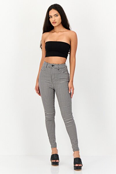 Cropp Women Regular Fit Gingham Pattern Chino Pants, Multicolor