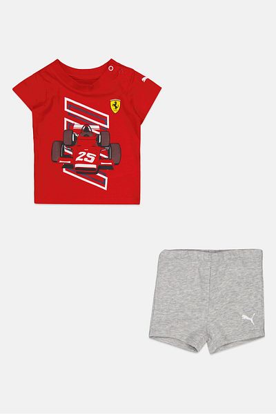 Puma X Scuderia Ferrari Toddlers Boy 2 Pcs Short Sleeve Top And Bottom Set, Red