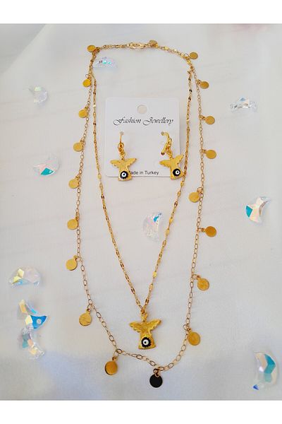 Minnoş Dükkan Angel Figured Necklace Earring Set
