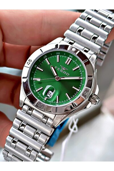 FERRO Gümüş Renk Çelik Kasa Kordon Orjinal Erkek Kol Saati + BİLEKLİK