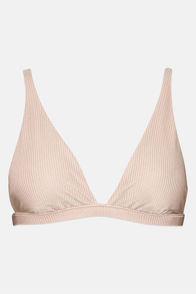 aerie Women Lightly Padded Metallic Bikini Top, Dusty Rose