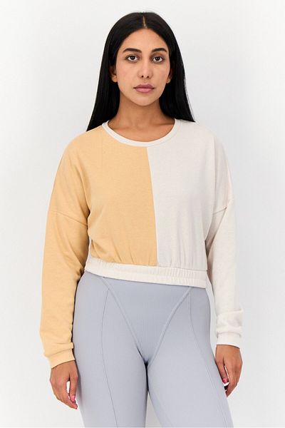 South Beach Women Crew Neck Long Sleeve Two Tone Sweatshirt, Multicolor