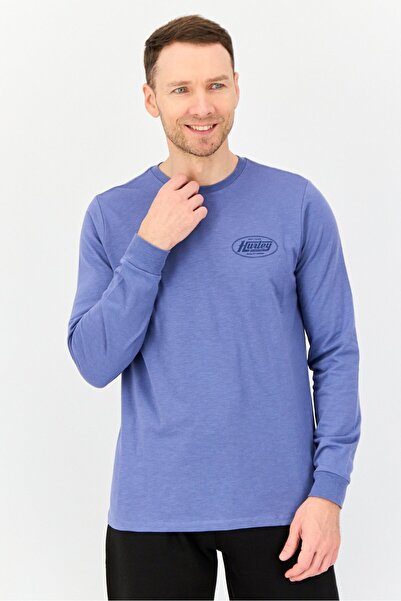 Hurley تيشيرتات رياضية خارجية بأكمام طويلة للرجال، لون أزرق باهت