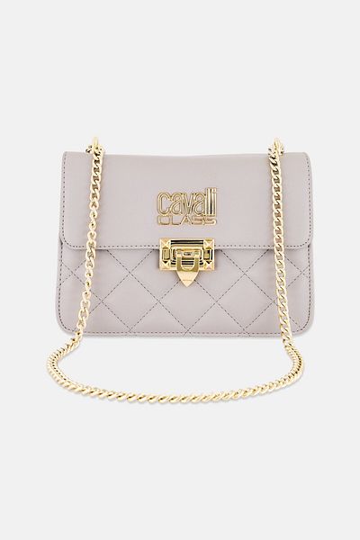 Cavalli Class Women Brand Logo Shoulder Bag, Grey