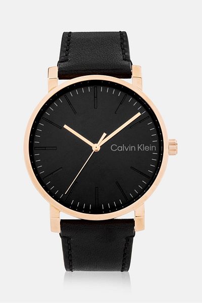 Calvin Klein Men 25200318 Genuine Leather Watch 43 mm, Black