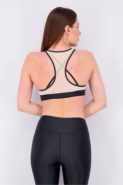 Reebok Women Studio Strappy Mesh Sports Bra, Pink and Black