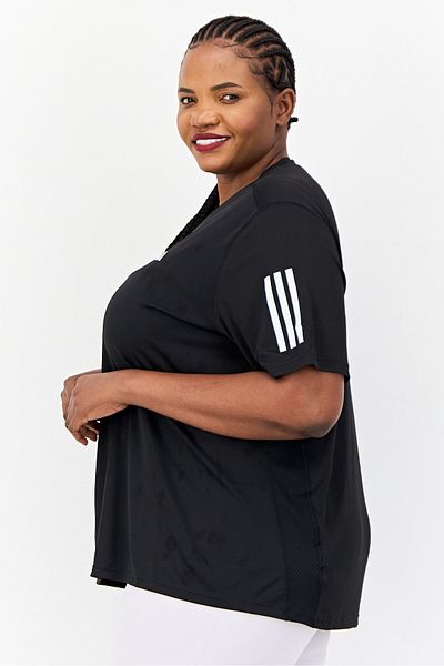 adidas Women Plus Size Short Sleeve Outdoor Top, Black