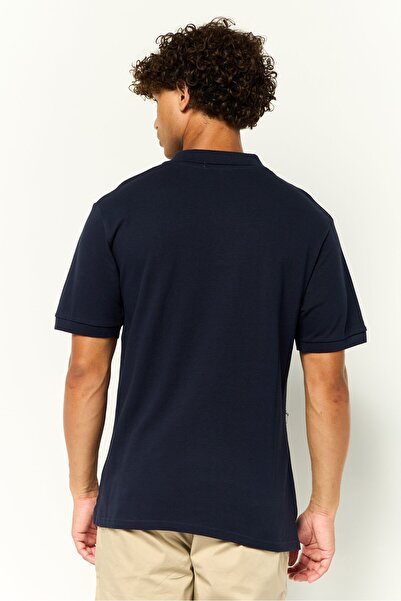 Cavalli Class Men Regular Fit Embroidered Logo Short Sleeves Polo Shirt, Navy