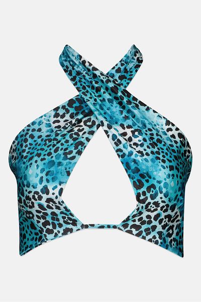 BOOHOO Women Tropicana Cross Front Bikini Top, Multicolor