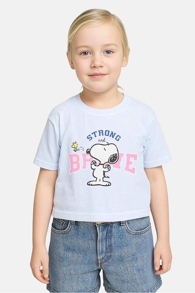 PEANUTS Toddlers Girl Short Sleeves Graphic Print T-Shirt, Blue