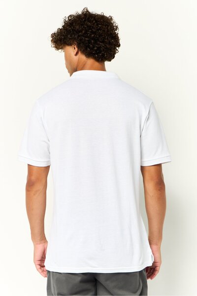 Cavalli Class Men Regular Fit Short Sleeve Brand Logo Polo Shirt, White