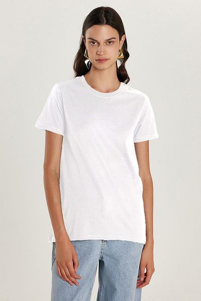 Tudors Women's Relax Fit Relaxed Fit Short Sleeve Crew Neck White T-Shirt