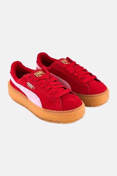 Puma Women Platform Trace Lace Up Outdoor Shoes, Red