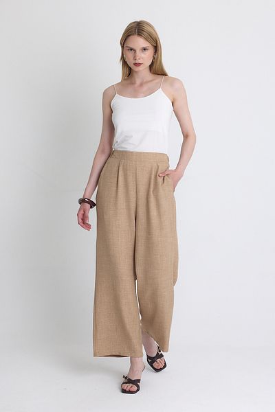 Rays Mink High Waist Front Pleat Detailed Cotton Wide Leg Trousers 8014A