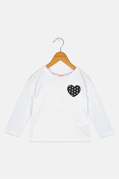 Koton Toddlers Girl Crew Neck Long Sleeves Embroidered T-Shirt, White