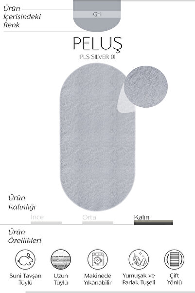 Cool Halı Gri Peluş Halı Oval Post Yolluk Yumuşak Tavşan Tüyü Kürk Yıkanabilir Kaymaz Yatak Odası Yumoş Halı