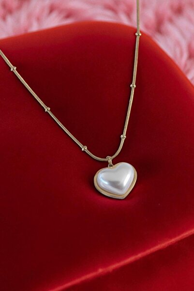 Pointmod Okyanusun Kalbi 316L Çelik Gümüş Renk İncili Kalp Model Minimal Top ...