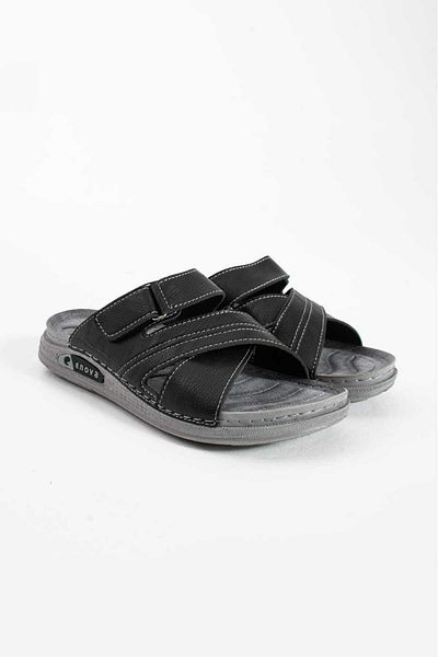 Preux Men's Leather (Artificial) Orthopedic Velcro Adjustable Stitched Comfortable Stylish Inside-Out Men's Slippers