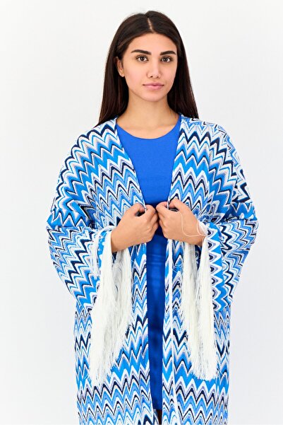 Koton Women Long Sleeve Cheveron Print Poncho, Muliticolor