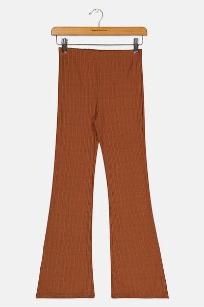 Koton Kids Girl Textured Pull On Pants, Brown