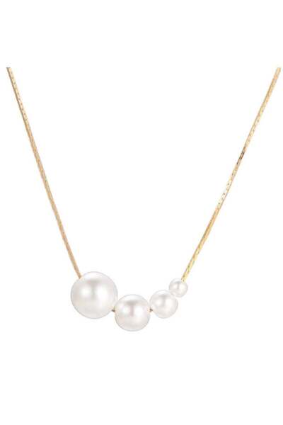 huitich قلادة بسيطة من اللؤلؤ مع سلسلة ذهبية قابلة للتعديل