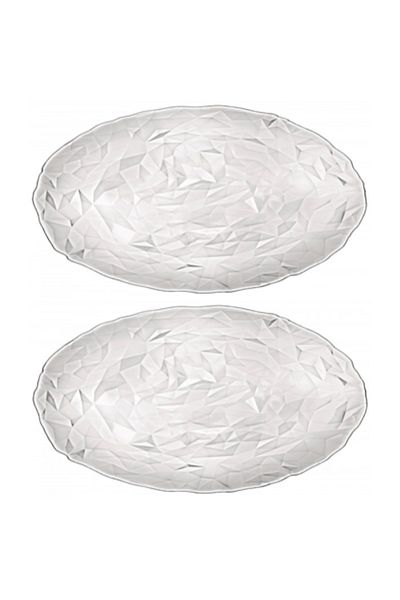 Bormioli Rocco Set of 2 oval glass plates BORMIOLI DIAMOND, 34x26xh1.4cm