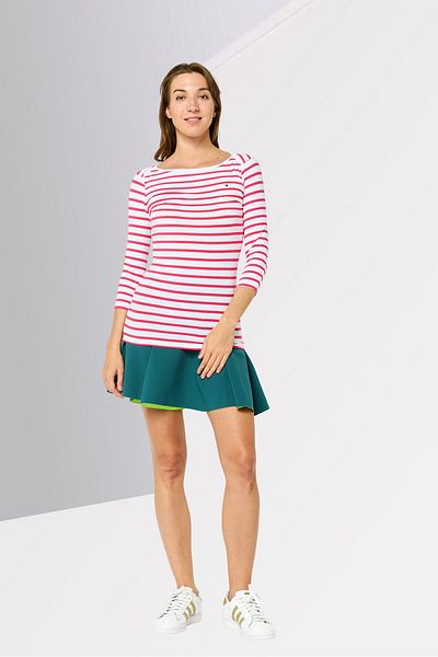 Tommy Hilfiger Women Crew Neck Long Sleeves Stripe Print T-Shirt, Multicolor