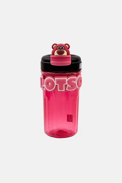 Disney Lotso Embroidered Water Bottle With Strap, Dark Pink