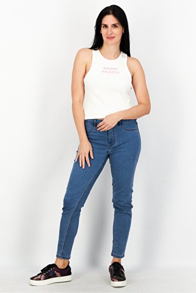 Sinsay Women Round Neck Sleeveless Printed Tank Top, Off White