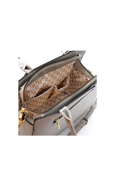 London Fog Women Bianca Satchel 30.5 L x 11 W x 26 H cm, Grey