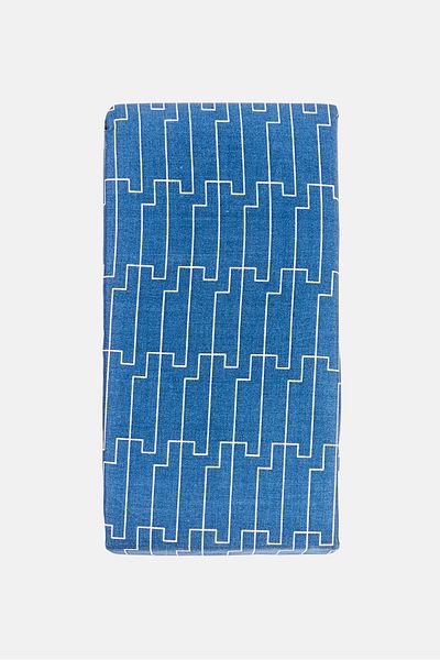 Karl Lagerfeld Double Geometric Pattern Fitted Bedsheet, Navy